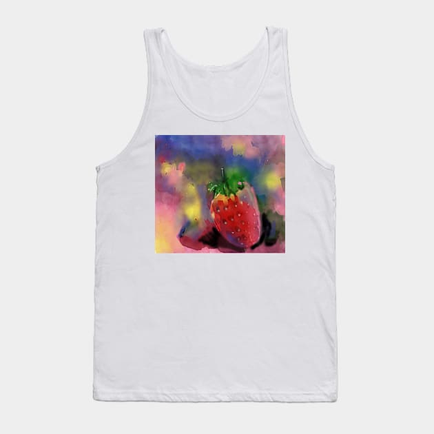 Strawberry Watercolor Tank Top by ArtKsenia